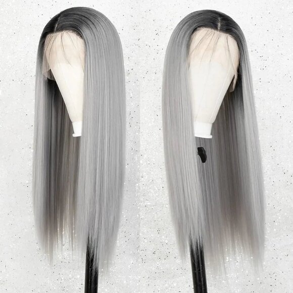 Ombre Black Grey Lace Wigs - Picture 1 of 3